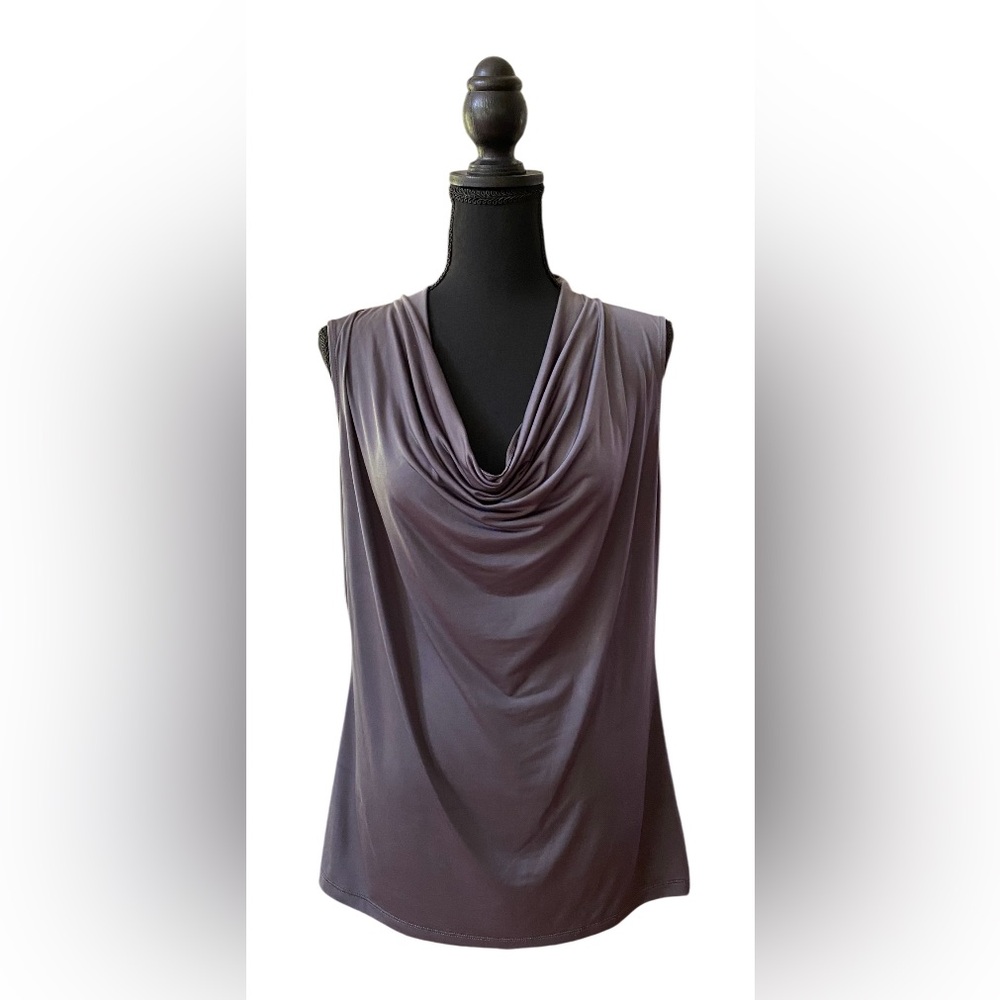Worthington: Charcoal Gray Drape Neck Blouse